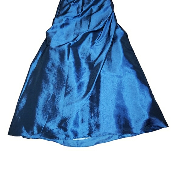 Jump Apparel Strapless Sequins Blue Colorshift Fit & Flare A-Line Long Dress 3/4 - Picture 4 of 17